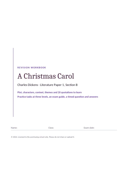 Cover of the A Christmas Carol revision workbook