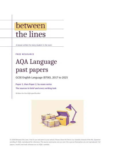 AQA Language past papers, 2017 to 2025: first page
