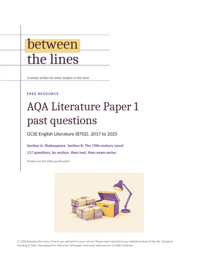 AQA Literature Paper 1 past questions: first page