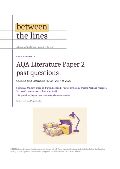AQA Literature Paper 2 past questions: first page