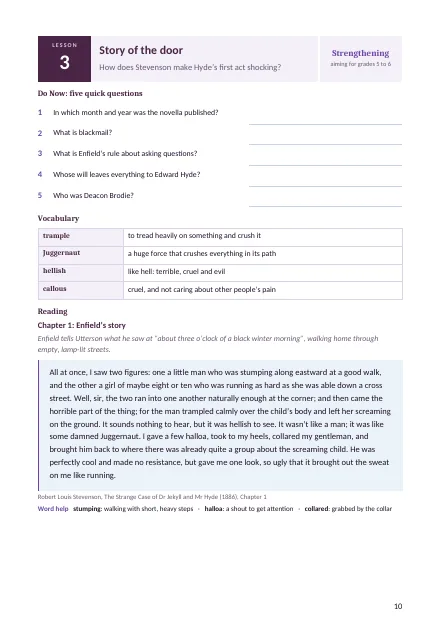 Strengthening: Lesson 3 task, aiming for grades 5 to 6