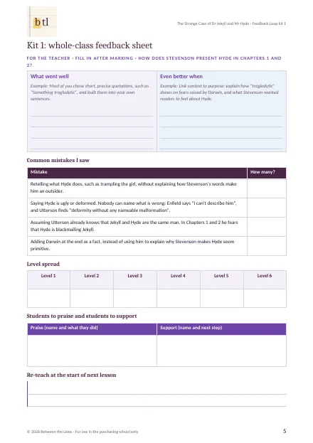 Whole-class feedback: Feedback Loop kit 1