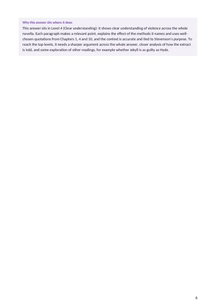 Model answers: A grade 8–9 answer with notes
