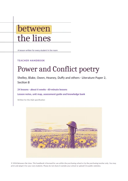 Cover of the Power and Conflict poetry scheme of learning handbook