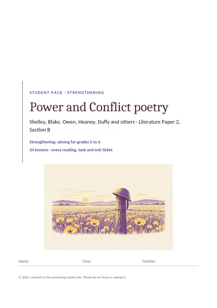 Cover of the Power and Conflict poetry student pack