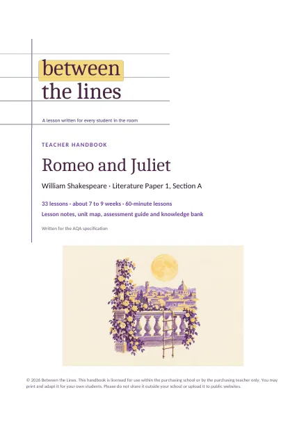 Cover of the Romeo and Juliet scheme of learning handbook